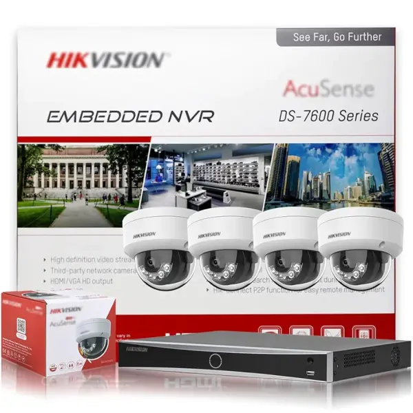 Kit Hikvision IP 4MP 4 Caméras PoE Audio Color Smart Hybride Light