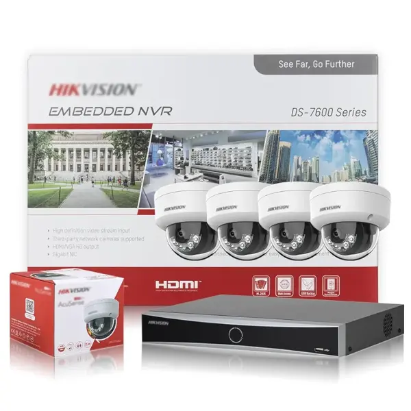 Kit Hikvision IP 2MP 4 Caméras PoE Audio Color Smart Hybride Light