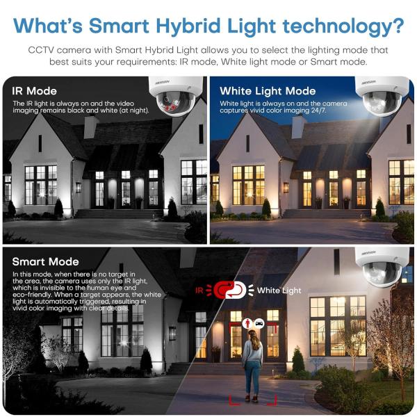 Kit Hikvision IP 2MP 4 Caméras PoE Audio Color Smart Hybride Light