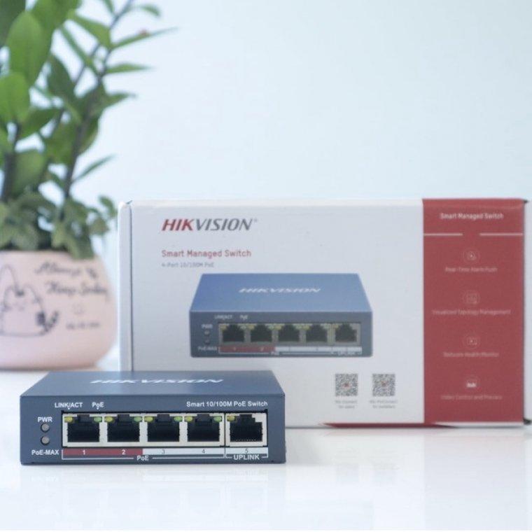 Switch PoE 4 Ports Commutateur POE intelligent Fast Ethernet Hikvision DS-3E1105P-EI/M V2