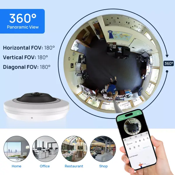 Fisheye 360° 5MP IP Hikvision caméras