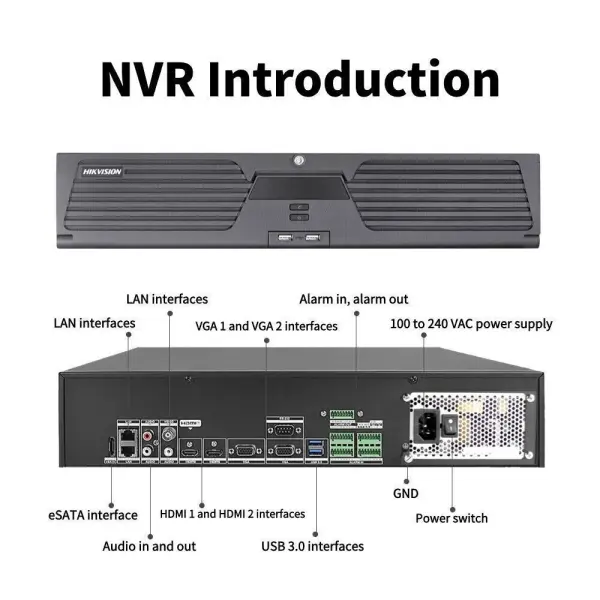 NVR 64 Channel AcuSense Hikvision 4K 2U