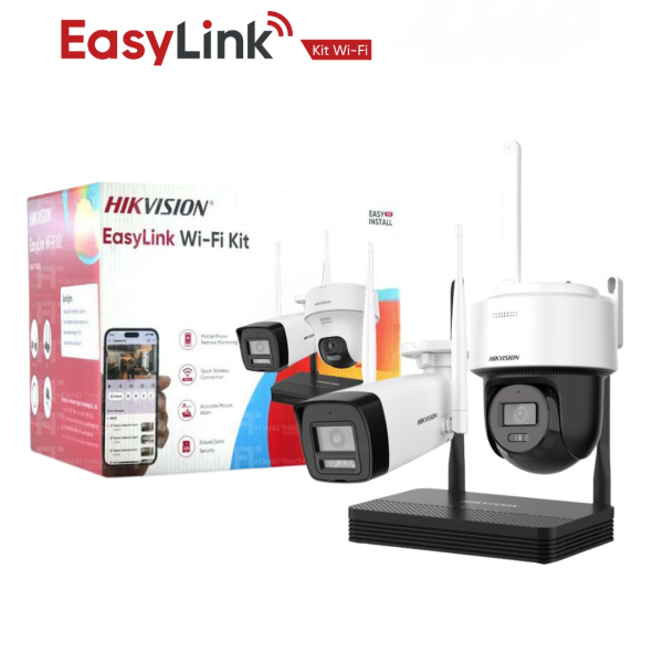EasyLink NKS422W03H Kit NVS WiFi 2MP H.265, une caméra bullet + une caméra PTDome