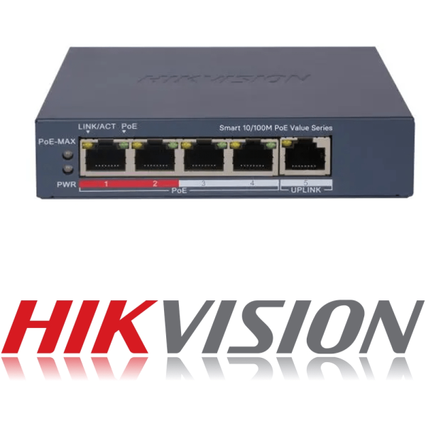 Switch PoE 4 Ports Commutateur POE intelligent Fast Ethernet Hikvision DS-3E1105P-EI/M V2