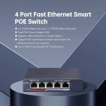 Switch PoE 4 Ports Commutateur POE intelligent Fast Ethernet Hikvision DS-3E1105P-EI/M V2