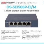 Gigabit Switch 4 Ports DS-3E1505P-EI/M Commutateur POE intelligent Hikvision