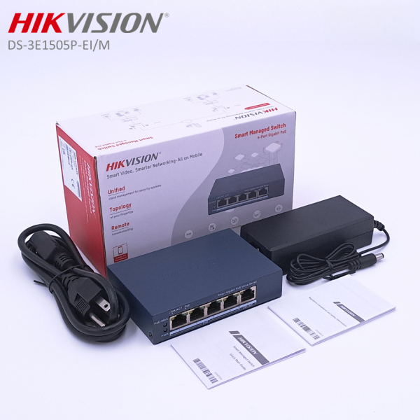 Gigabit Switch 4 Ports DS-3E1505P-EI/M Commutateur POE intelligent Hikvision