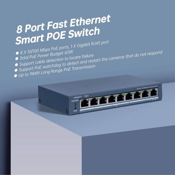 Switch PoE 8 Ports DS-3E1309P-EI/M Commutateur POE intelligent Fast Ethernet
