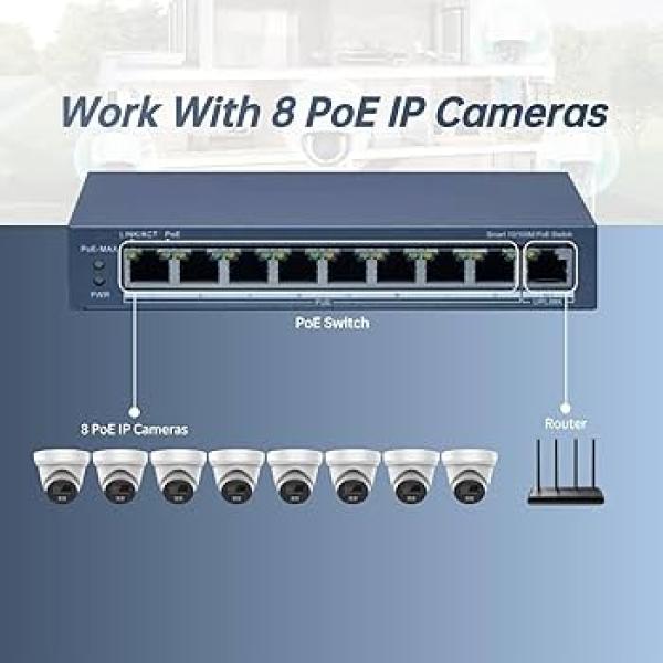 Switch PoE 8 Ports DS-3E1309P-EI/M Commutateur POE intelligent Fast Ethernet