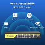 Gigabit Switch 18ports SMARTVISION 16G20GB 【1000 MBPS】 Commutateur PoE 16 ports GIGABIT + liaison montante 2 Gigabit 1000 Mbps