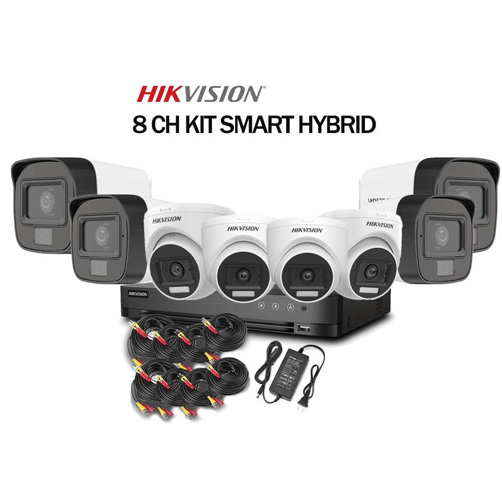 Full kit Hikvision 8 caméras 2mp Smart Hybride Light