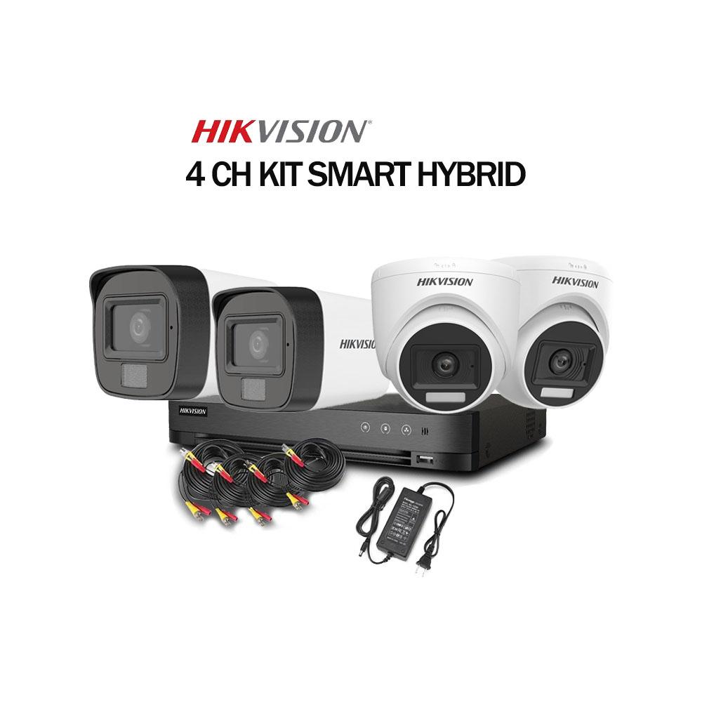 Full kit Hikvision 4 caméras 2mp Smart Hybride Light
